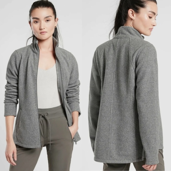 Athleta Jackets & Blazers - Athleta Stroll Fleece Full Zip Jacket Egret Grey Size Large Tall